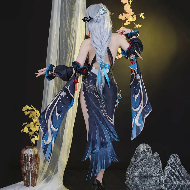 Genshin Impact Shenhe Frostflower Dew Cosplay Costume