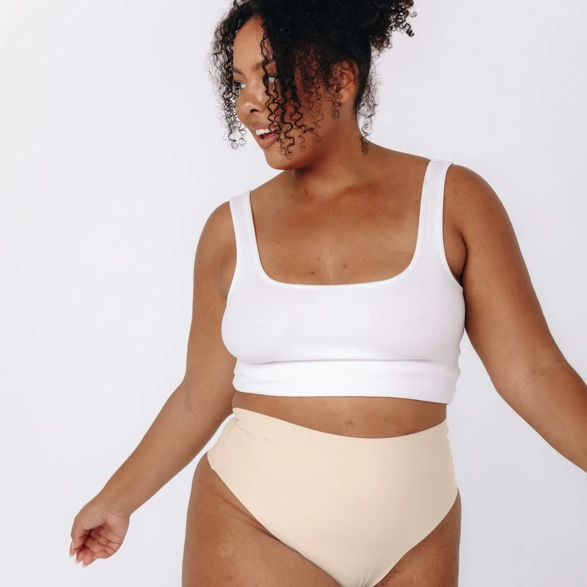 High-Rise Thong - Seamless Cotton - Buttermilk