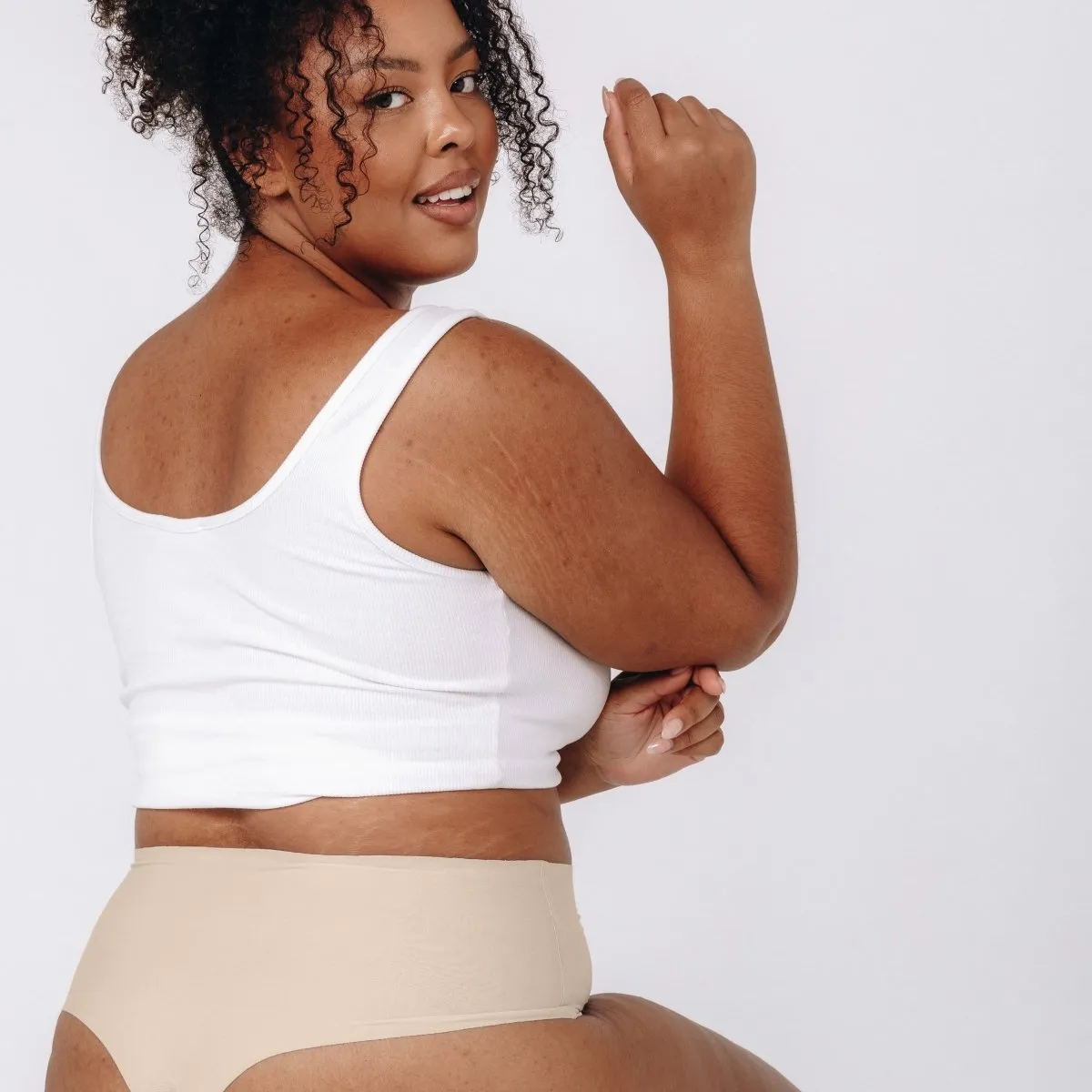 High-Rise Thong - Seamless Cotton - Buttermilk