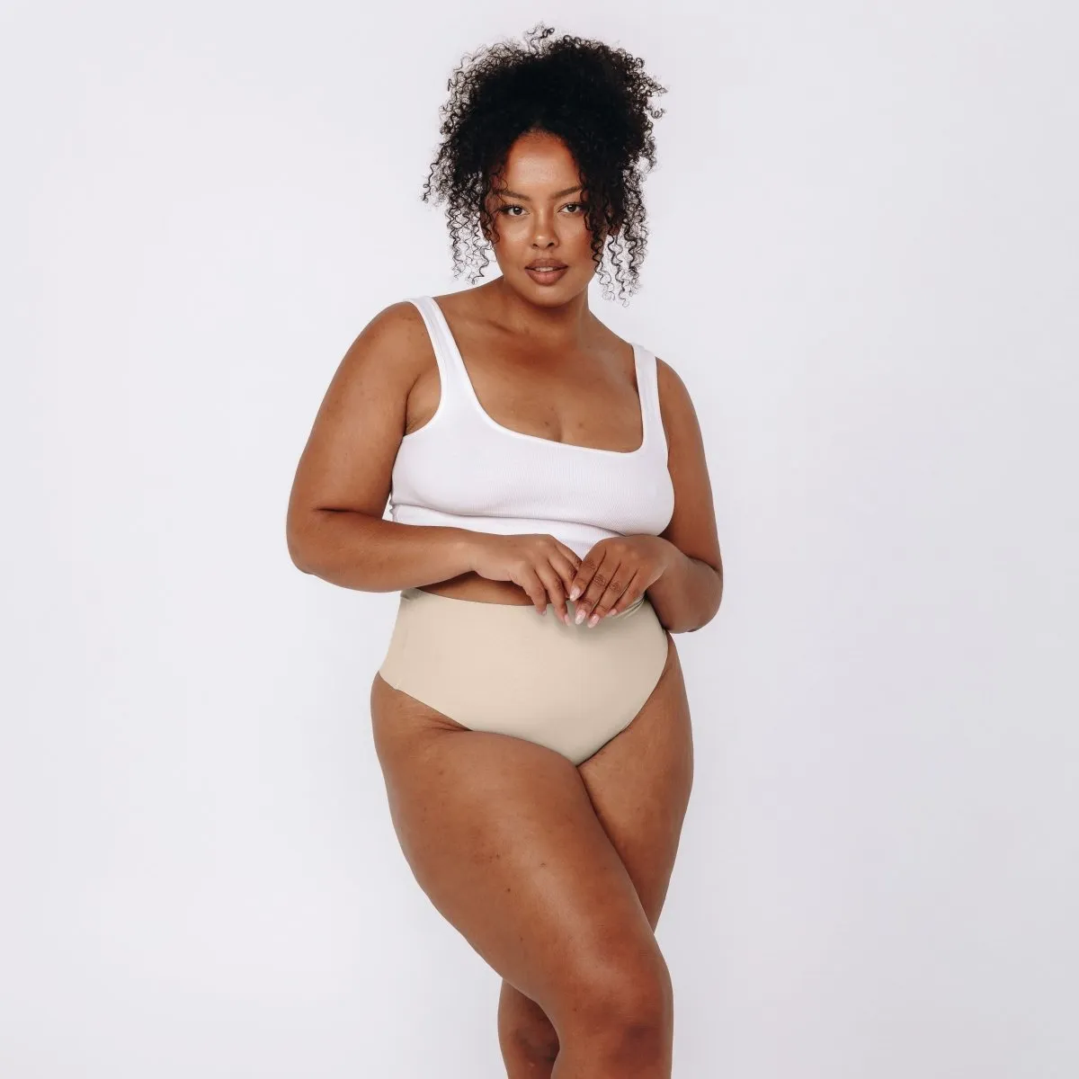 High-Rise Thong - Seamless Cotton - Buttermilk