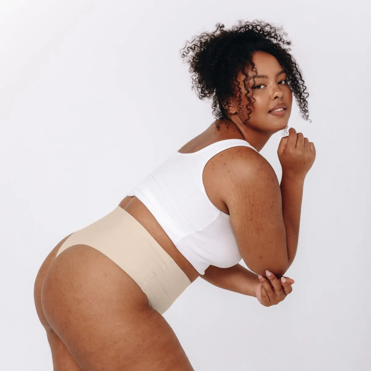 High-Rise Thong - Seamless Cotton - Buttermilk