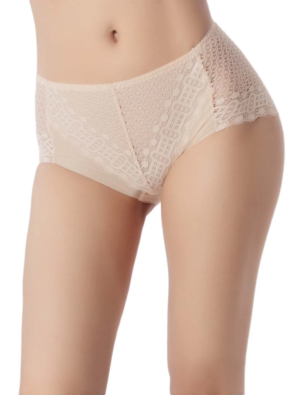 iB-iP Women's See-through Ladies Briefs Hipster Panties Eyelet Lace Knickers