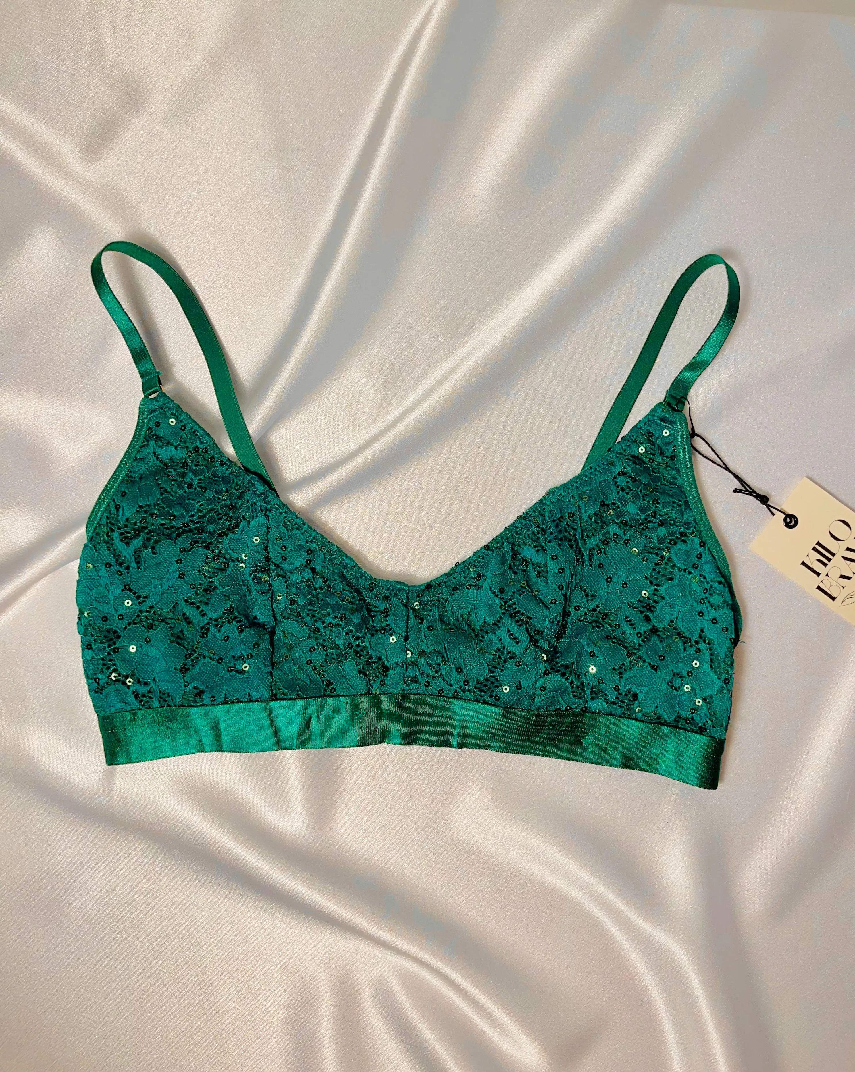 LACE EMERALD SCOOP BRALETTE