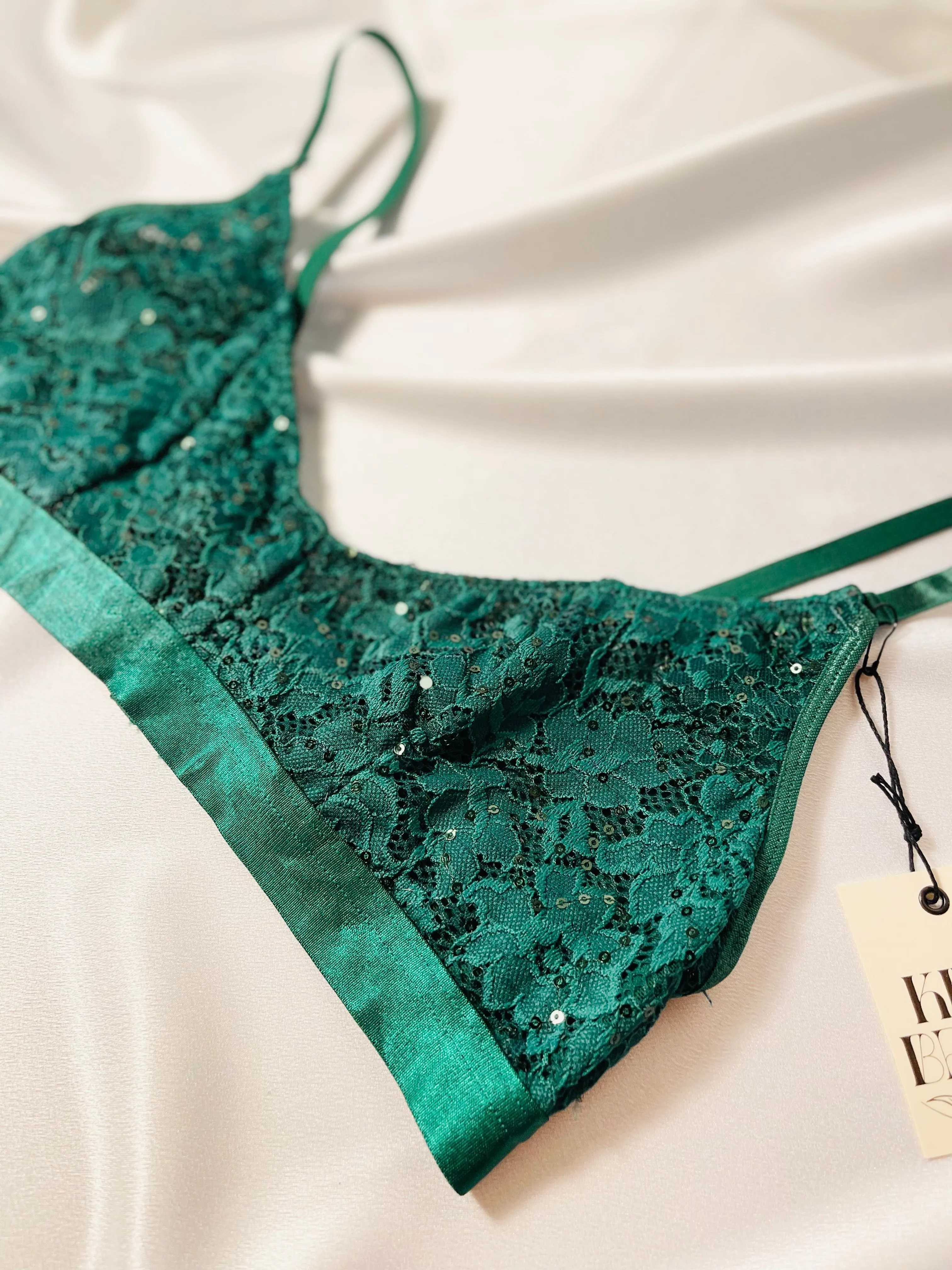 LACE EMERALD SCOOP BRALETTE