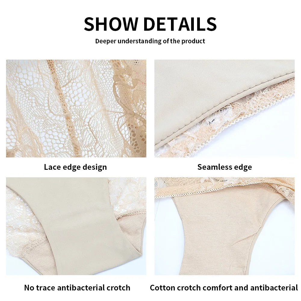 Lace Panties Seamless Breathable Ladies Low-Rise Lingerie Underwear Comfortable Underpants