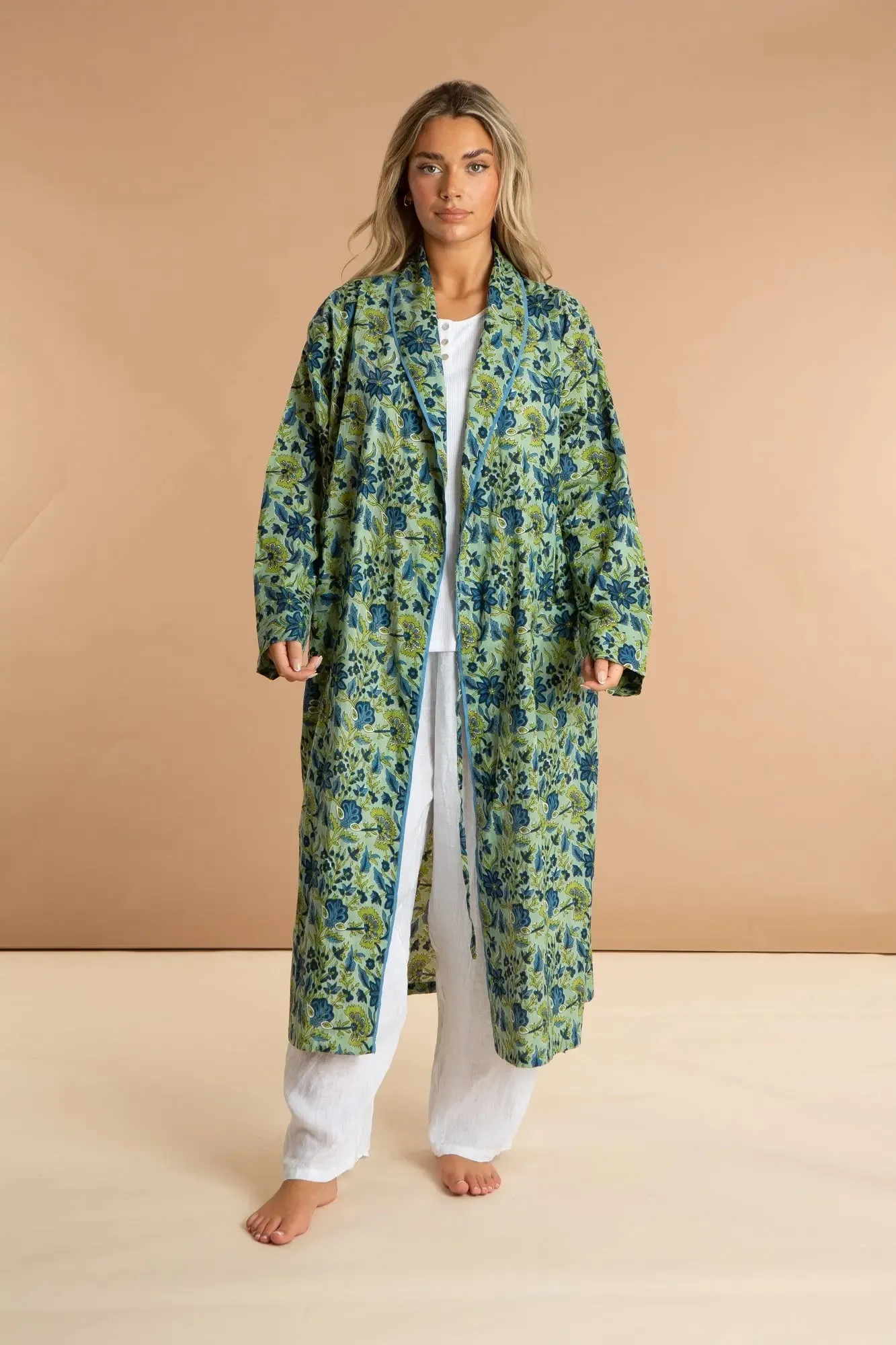 Lime Patchouli Women's Floral Cotton Robe