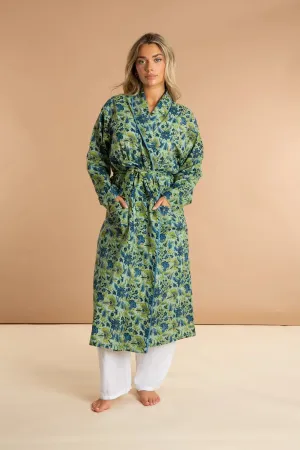 Lime Patchouli Women's Floral Cotton Robe