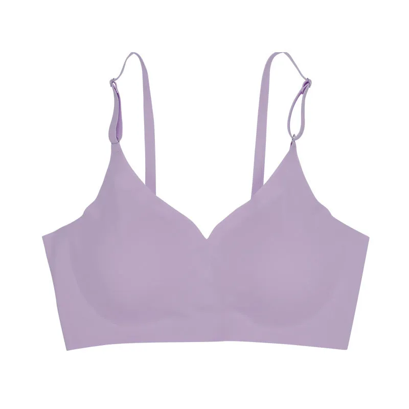 Low Back Seamless Push-up Wireless Bra Purple