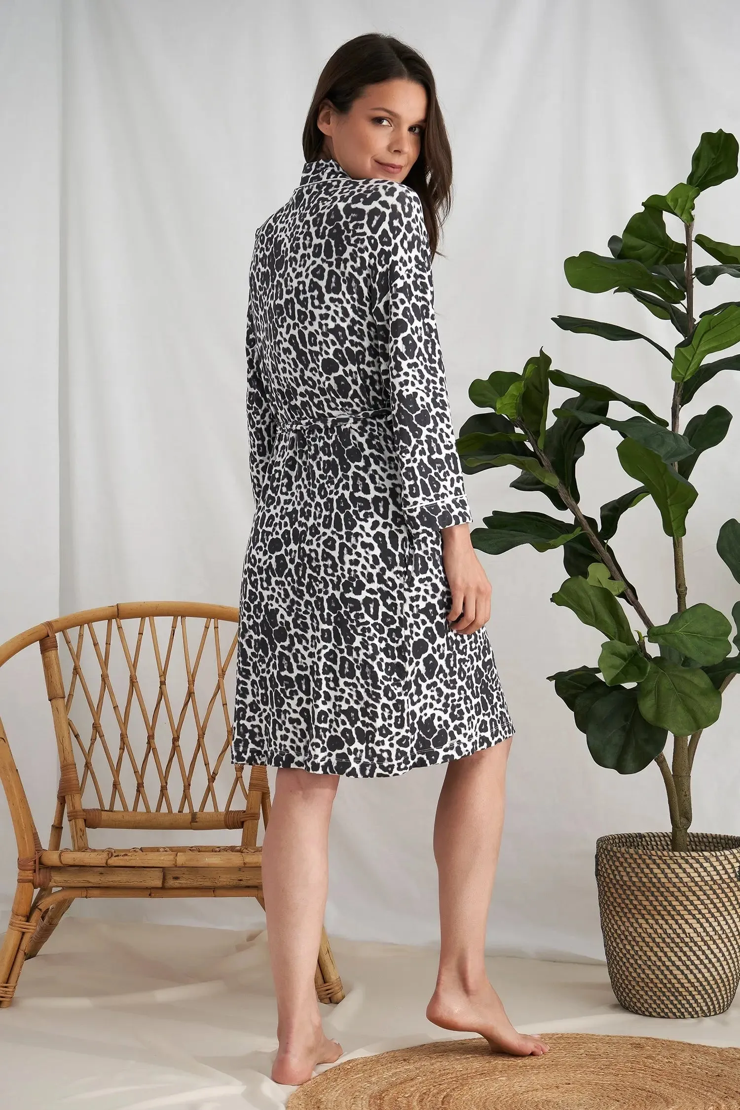 Luxe Leopard Bamboo Kimono Robe