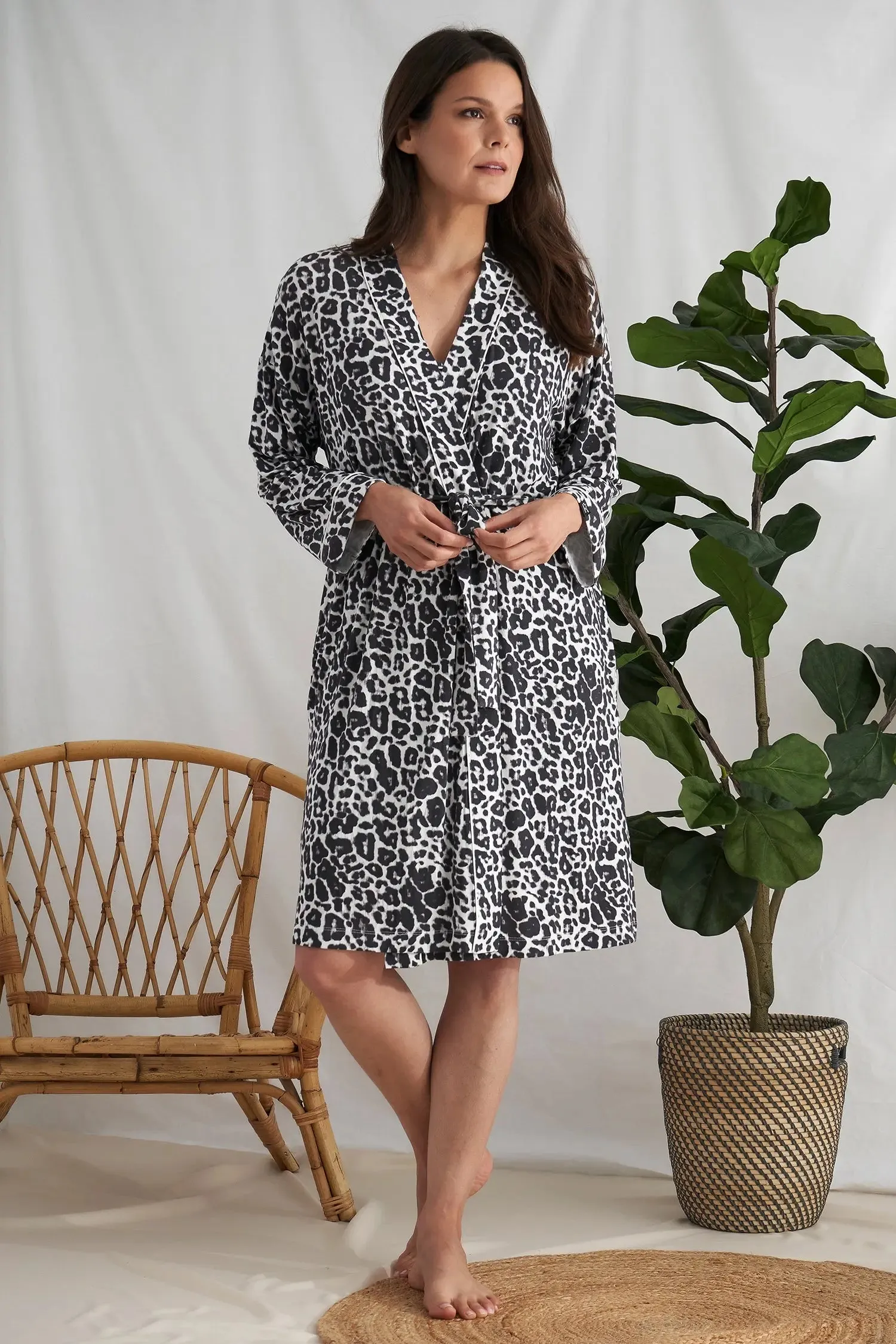 Luxe Leopard Bamboo Kimono Robe