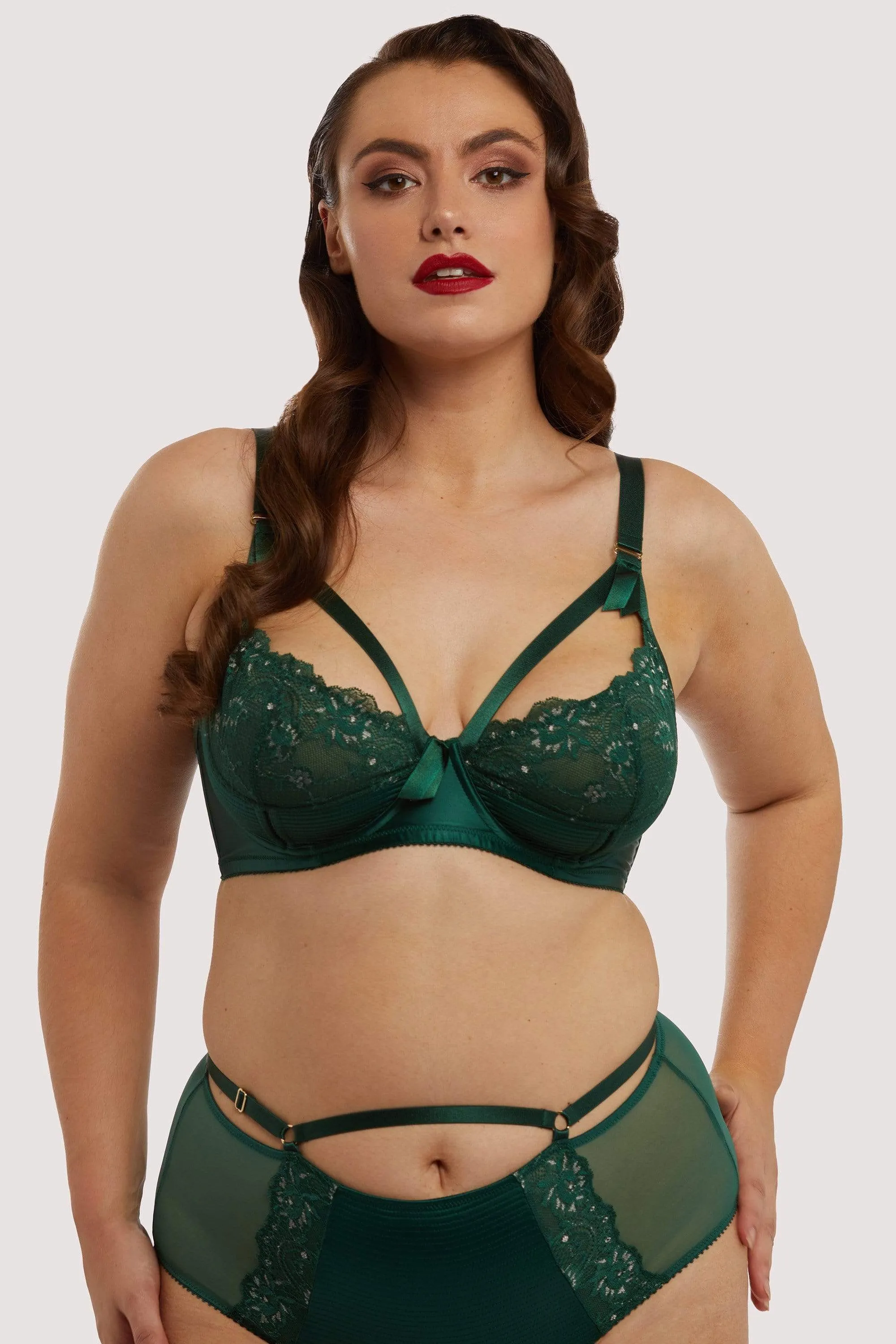 Madame X Plunge Bottle Green Curve Bra