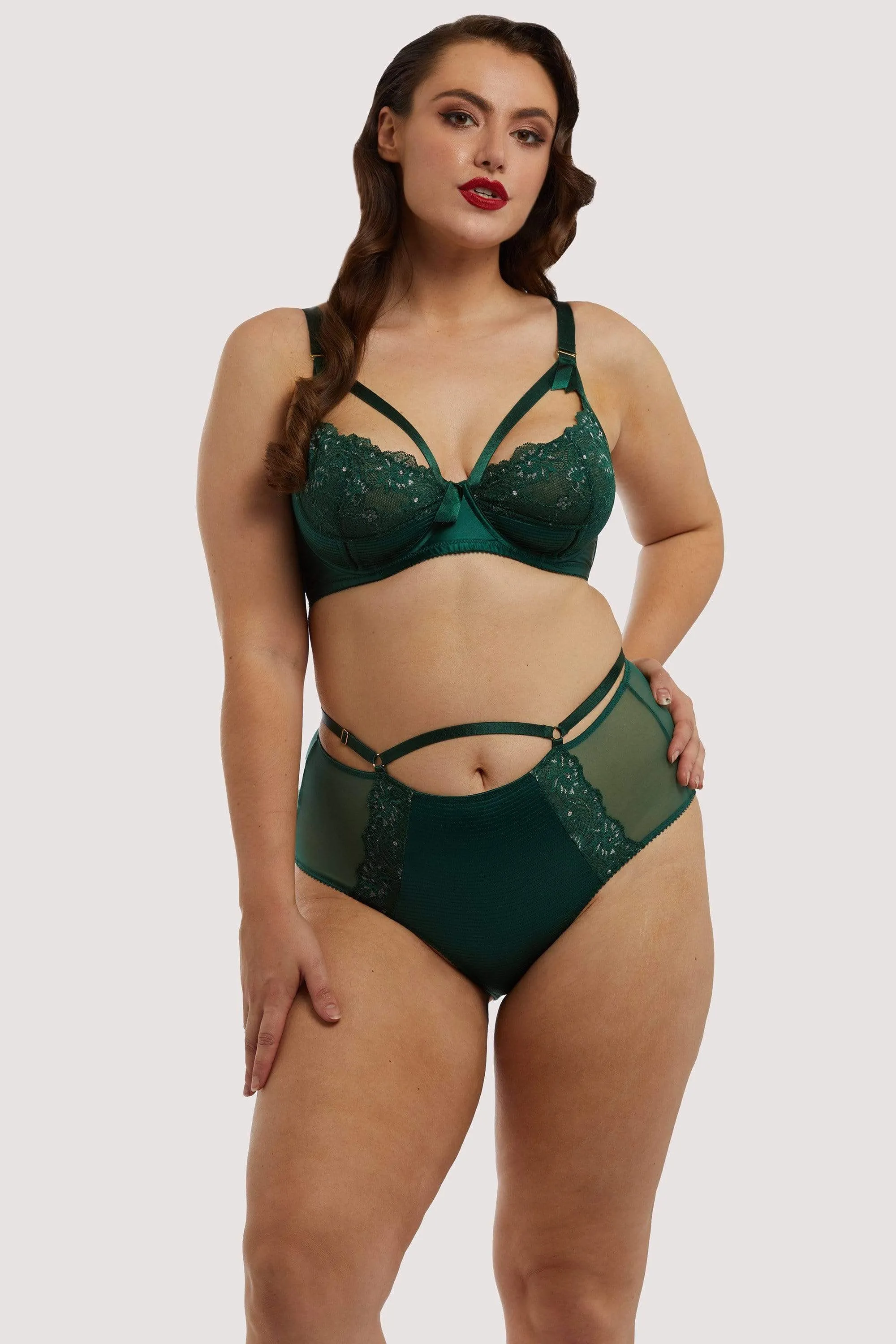 Madame X Plunge Bottle Green Curve Bra