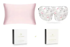 MayfairSilk Precious Pink and Flamingos Silk Sleep Gift Set