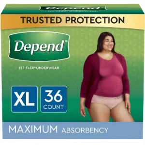 New - Depend FIT-FLEX Adult Incontinence Underwear for Women - Maximum Absorbency -