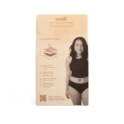 New - Saalt Heavy Absorbency Briefs Super Soft Modal Comfort Leak Proof Period Underwear - Volcanic Black - S