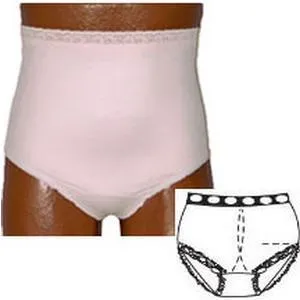 OPTIONS Ladies' Basic with Built-In Barrier/Support, Soft Pink, Center Stoma, XX-Large 11-12, Hips 47" - 50"