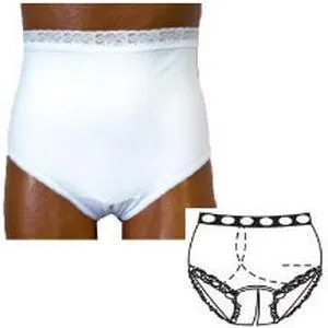 OPTIONS Ladies' Basic with Built-In Barrier/Support, White, Right-Side Stoma, Meidum 6-7 Hips 37" - 41"