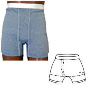 OPTIONS Men's Brief with Built-In Barrier/Support, Gray, Right-Side Stoma, Small 32-34