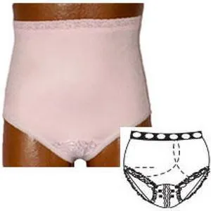 OPTIONS Split-Lace Crotch with Built-In Barrier/Support, Soft Pink, Left-Side Stoma, Small 4-5, Hips 33" - 37"