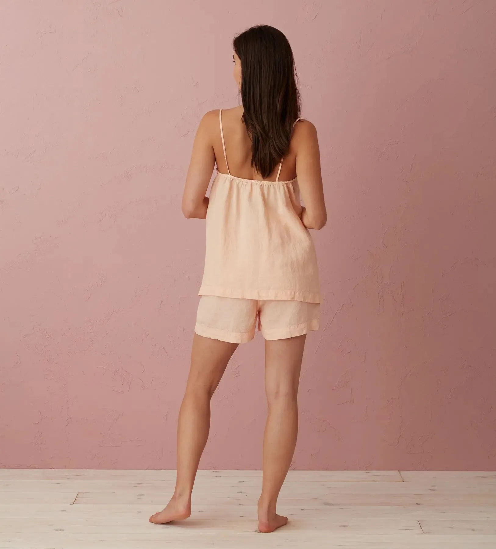 Peach Lara 100% Linen Cami Top