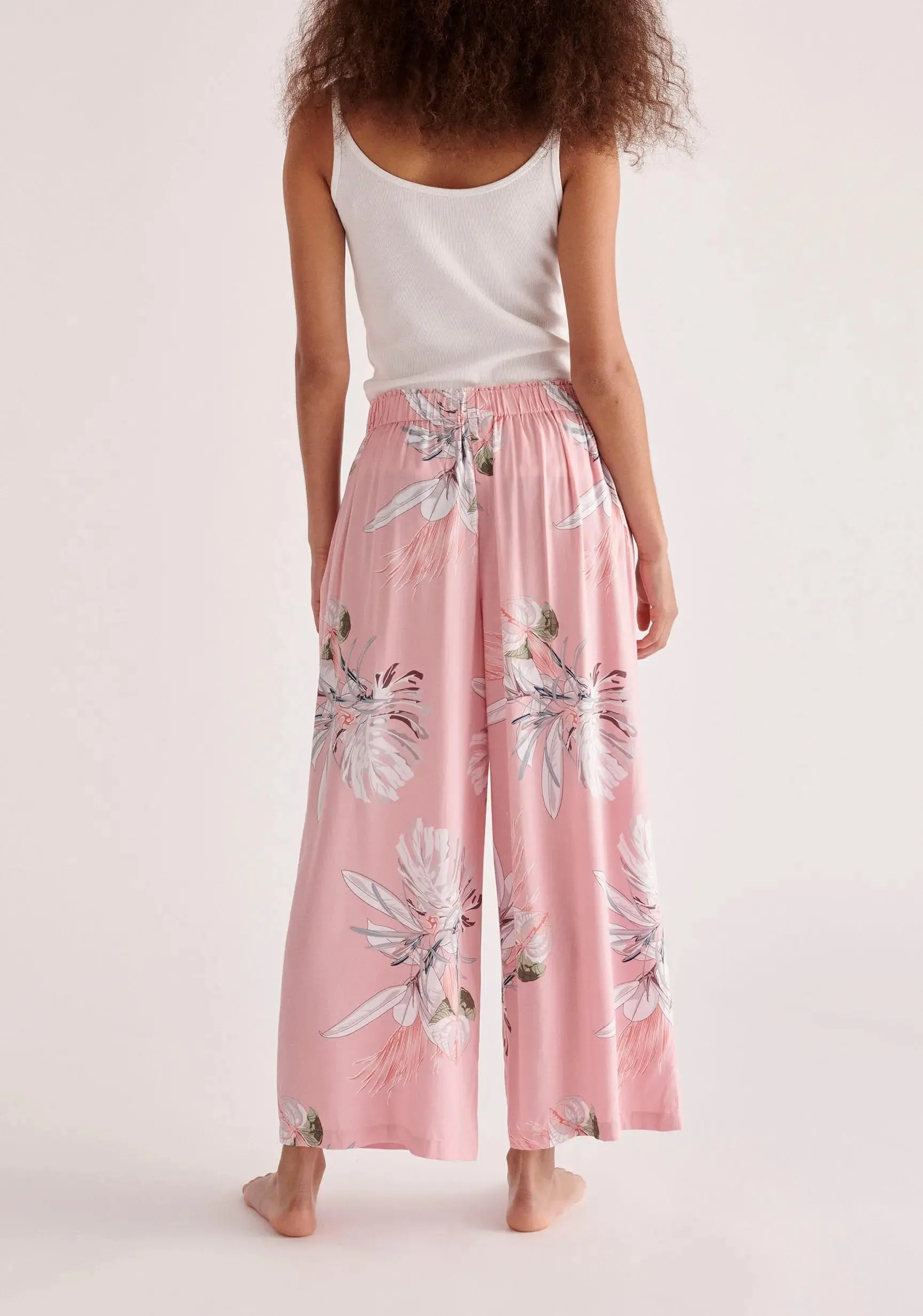 Pink, White and Green Floral Pyjama Trousers