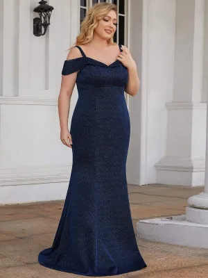 Plus Size Elegant Cold Shoulder Long Mermaid Mother Dress