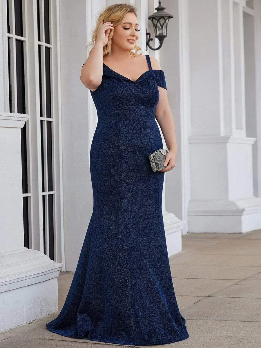 Plus Size Elegant Cold Shoulder Long Mermaid Mother Dress