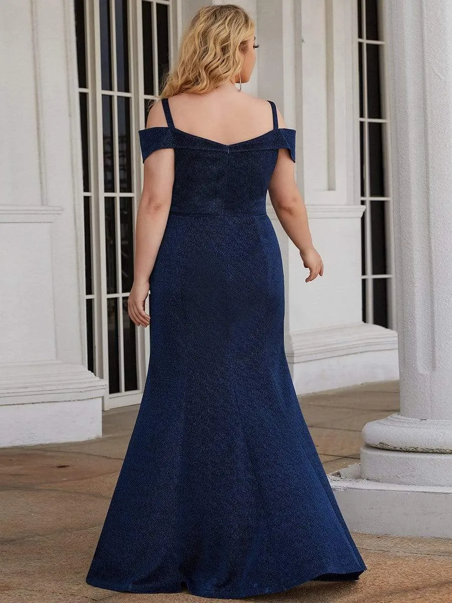 Plus Size Elegant Cold Shoulder Long Mermaid Mother Dress