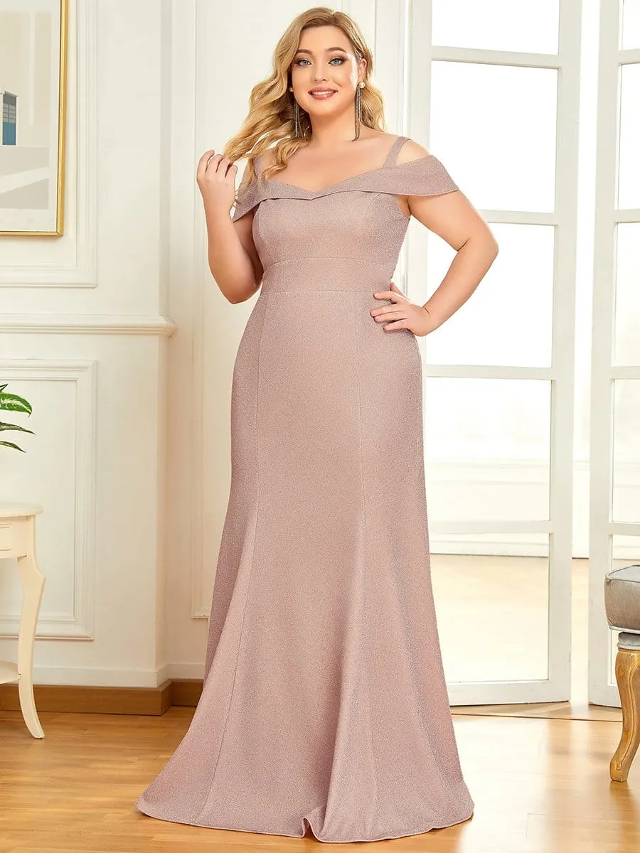 Plus Size Elegant Cold Shoulder Long Mermaid Mother Dress