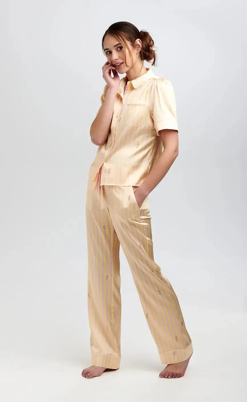 Poppy Lemonade Stripe Silk Trouser