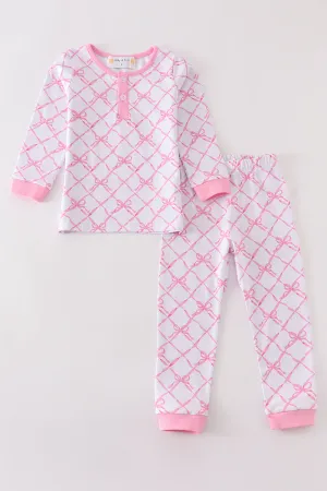 Premium Pink bow tie girl pajama set