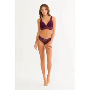 Purple Lace Triangle Pattern Lingerie Set