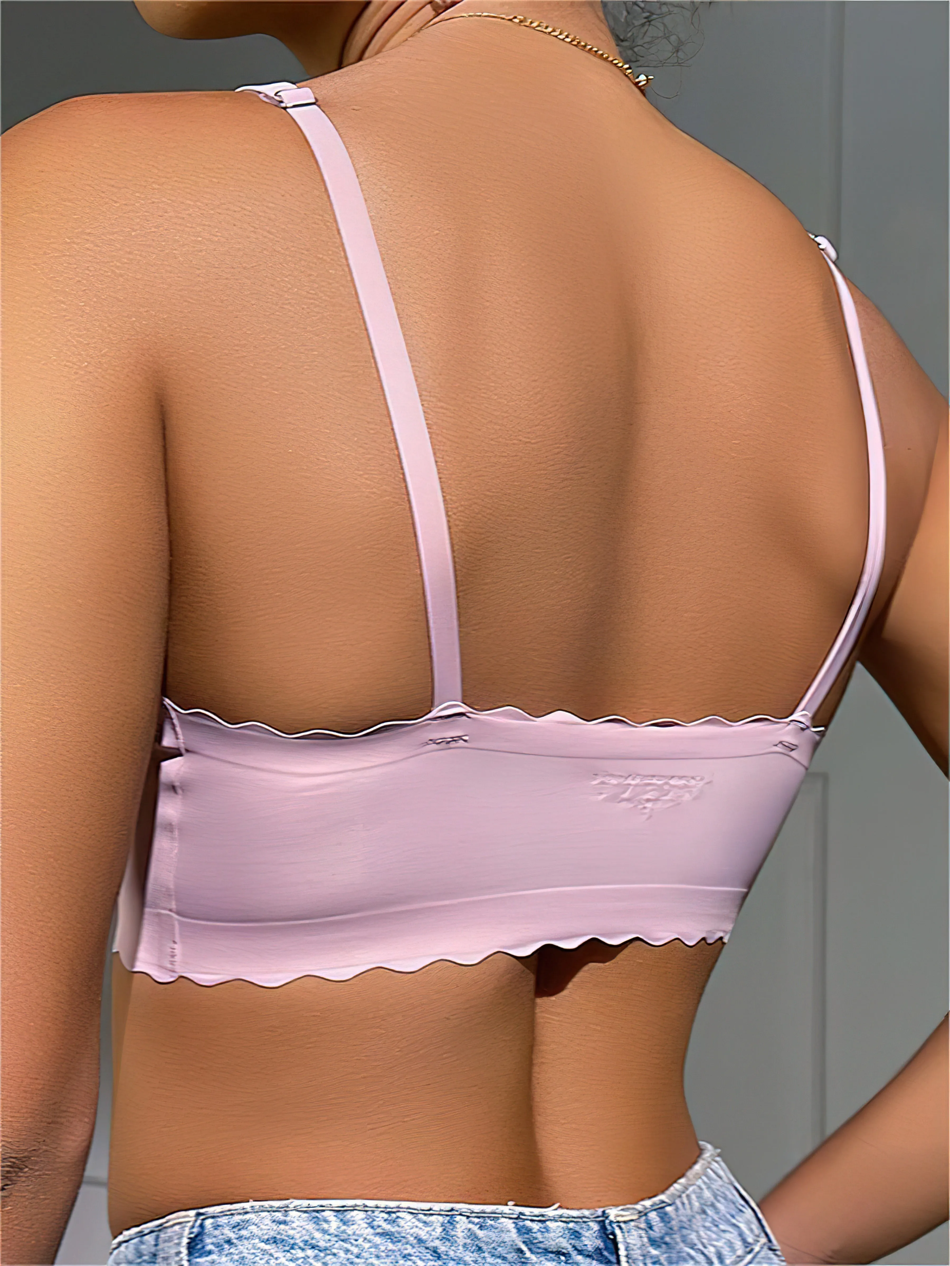 Semicircle Decorative Border Wireless Bra Purple