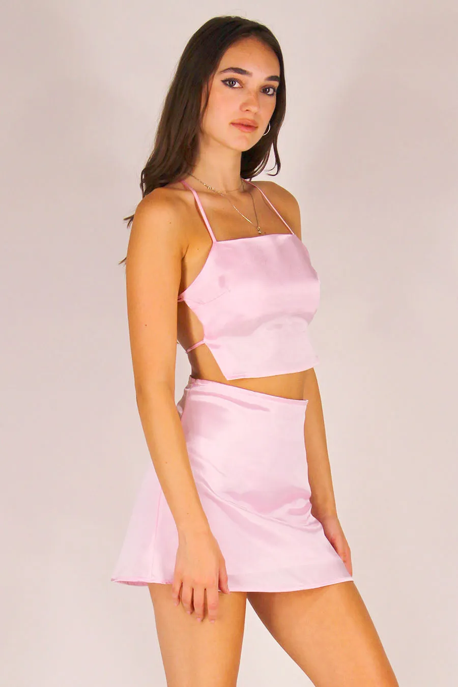 Skirt - Pink Satin