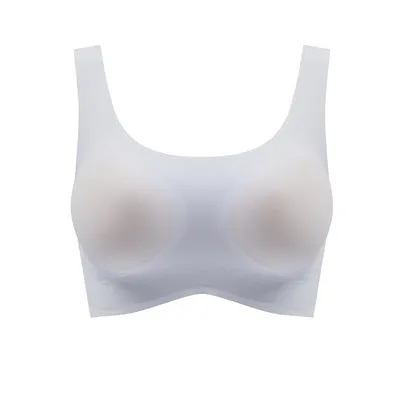 Smooth Seamless Minimizer Wireless T-shirt Bra Lightblue