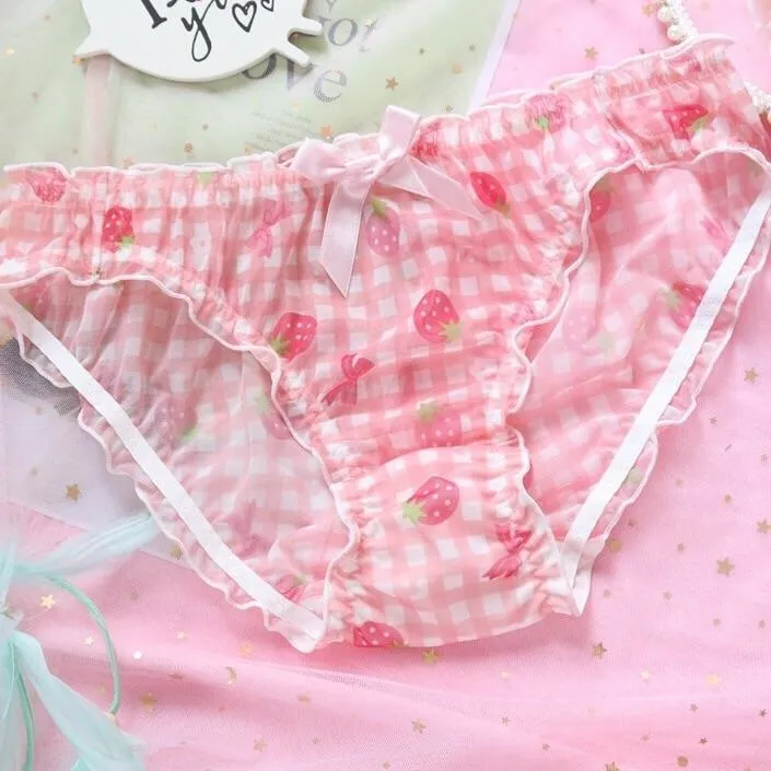 Strawberry Plaid Lingerie Set