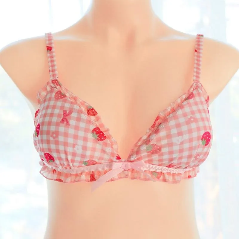 Strawberry Plaid Lingerie Set