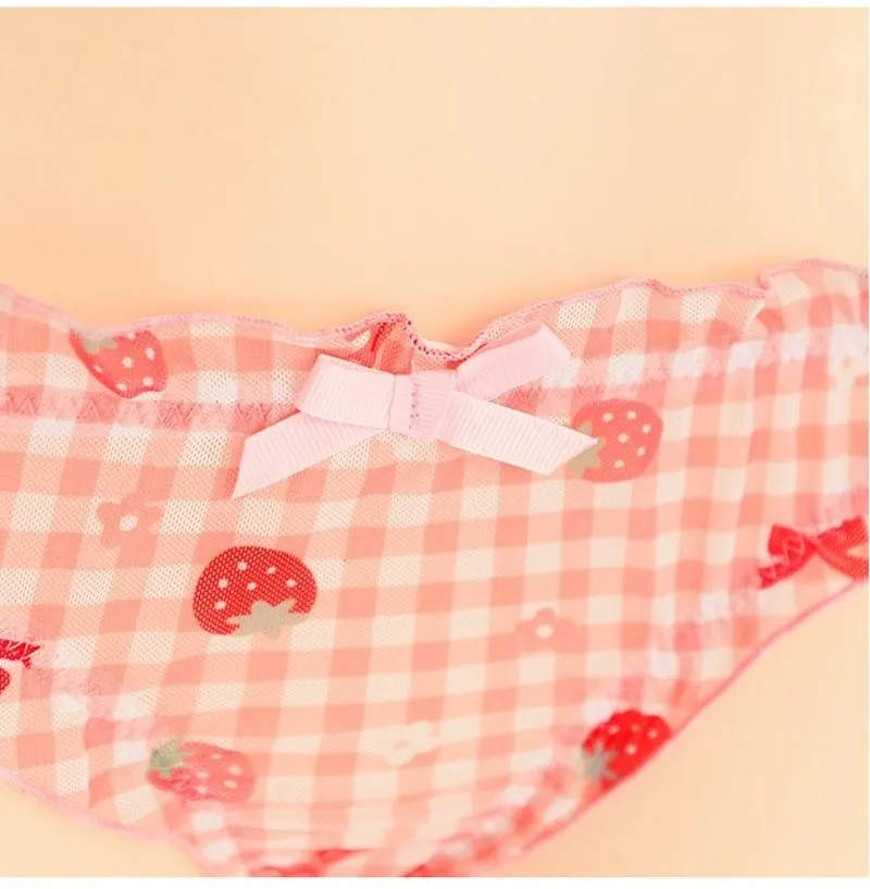 Strawberry Plaid Lingerie Set