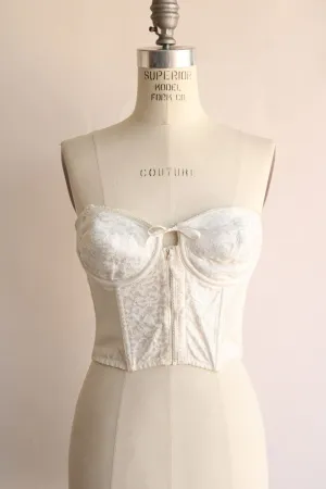 Vintage 1950s White Longline Backless Bra 34B, Convertible and Strapless