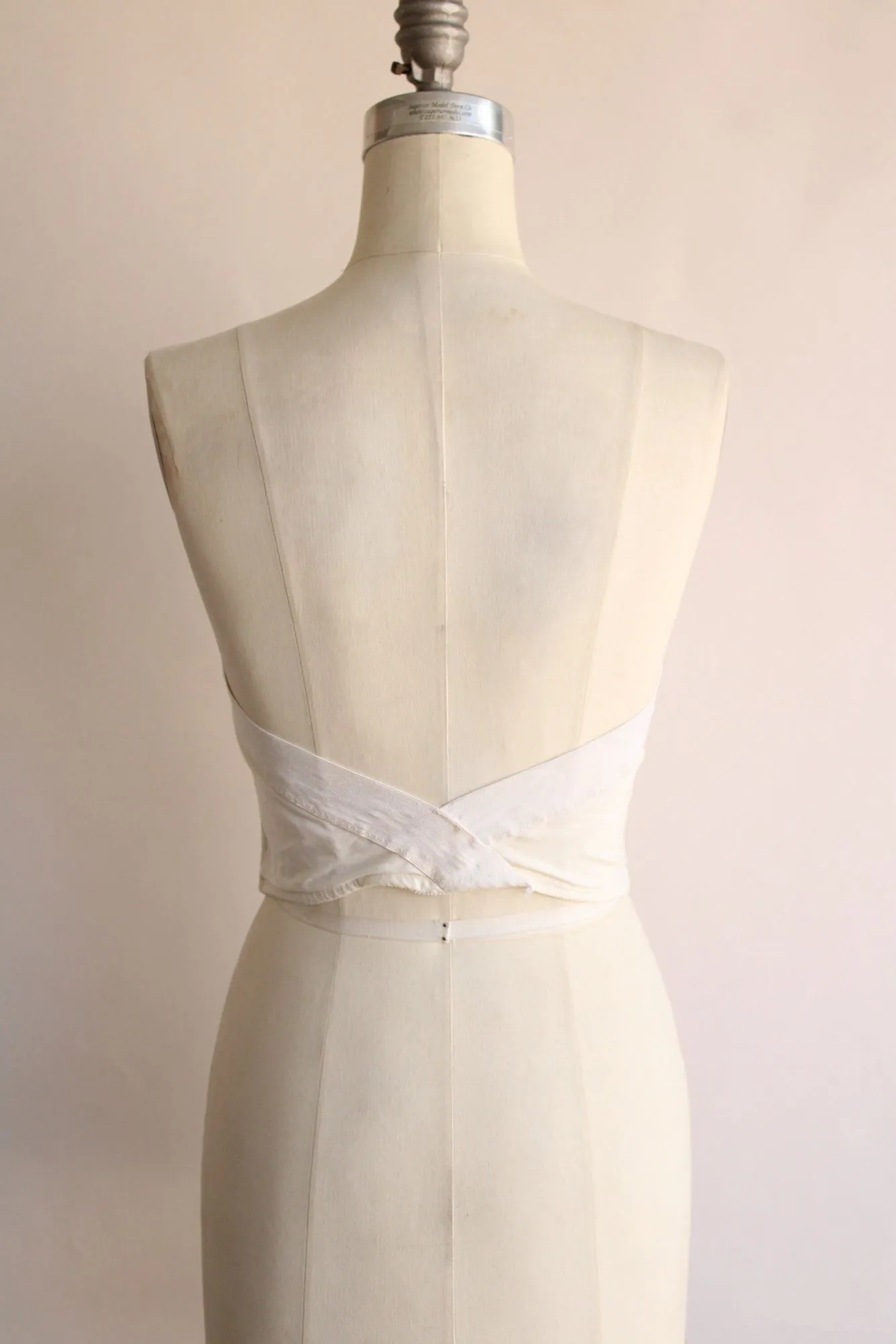 Vintage 1950s White Longline Backless Bra 34B, Convertible and Strapless