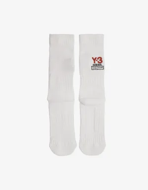 White Logo Embroidery Socks