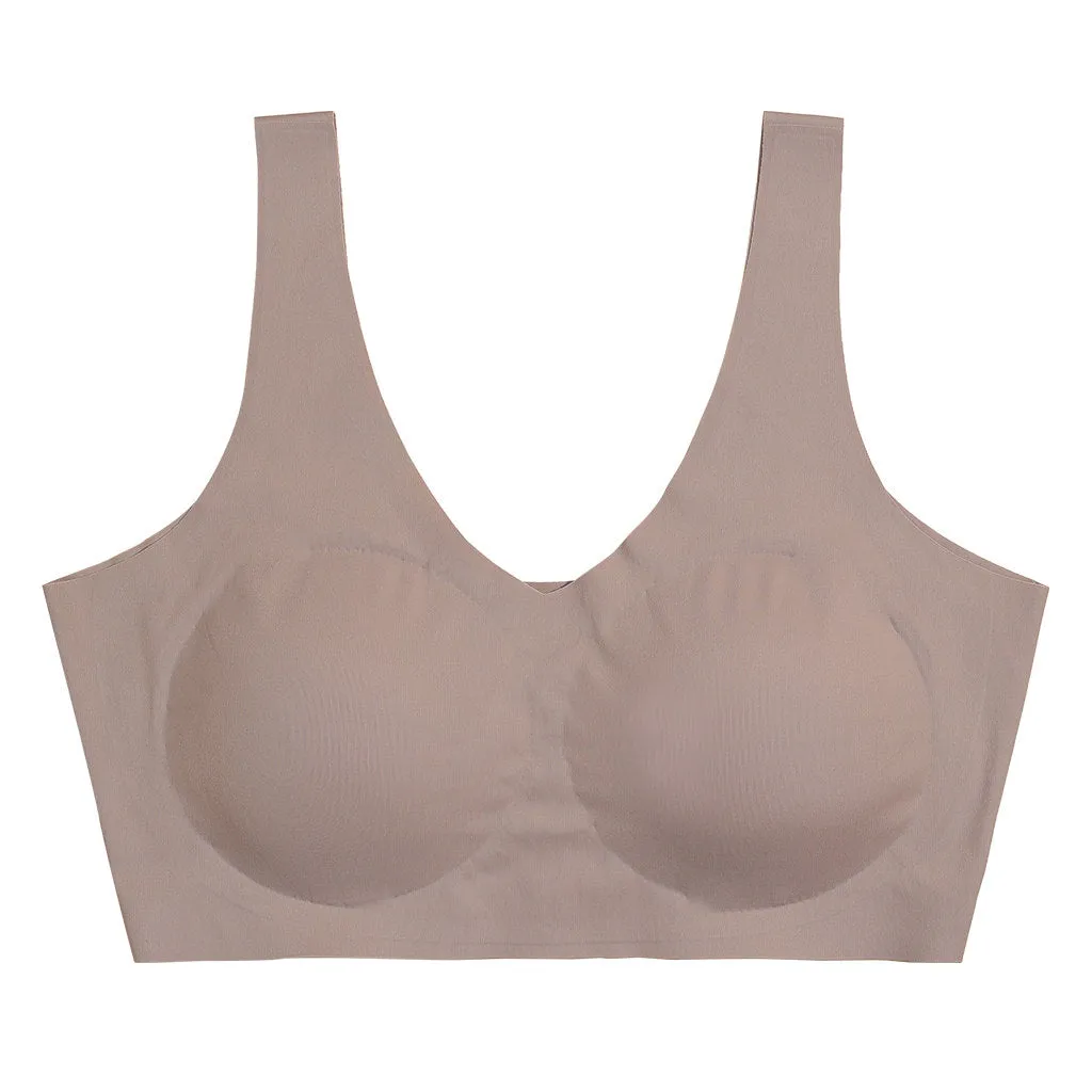 Womens Seamless Bra - V Neck Sports Bra w/ Removable Pad