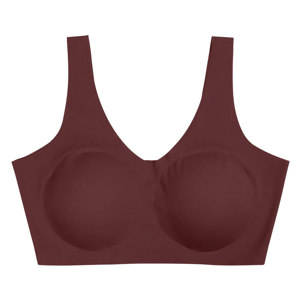 Womens Seamless Bra - V Neck Sports Bra w/ Removable Pad