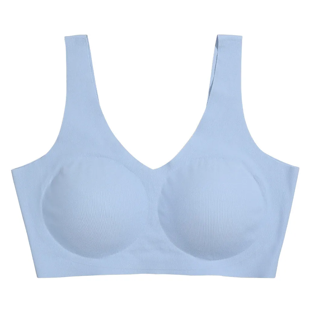 Womens Seamless Bra - V Neck Sports Bra w/ Removable Pad