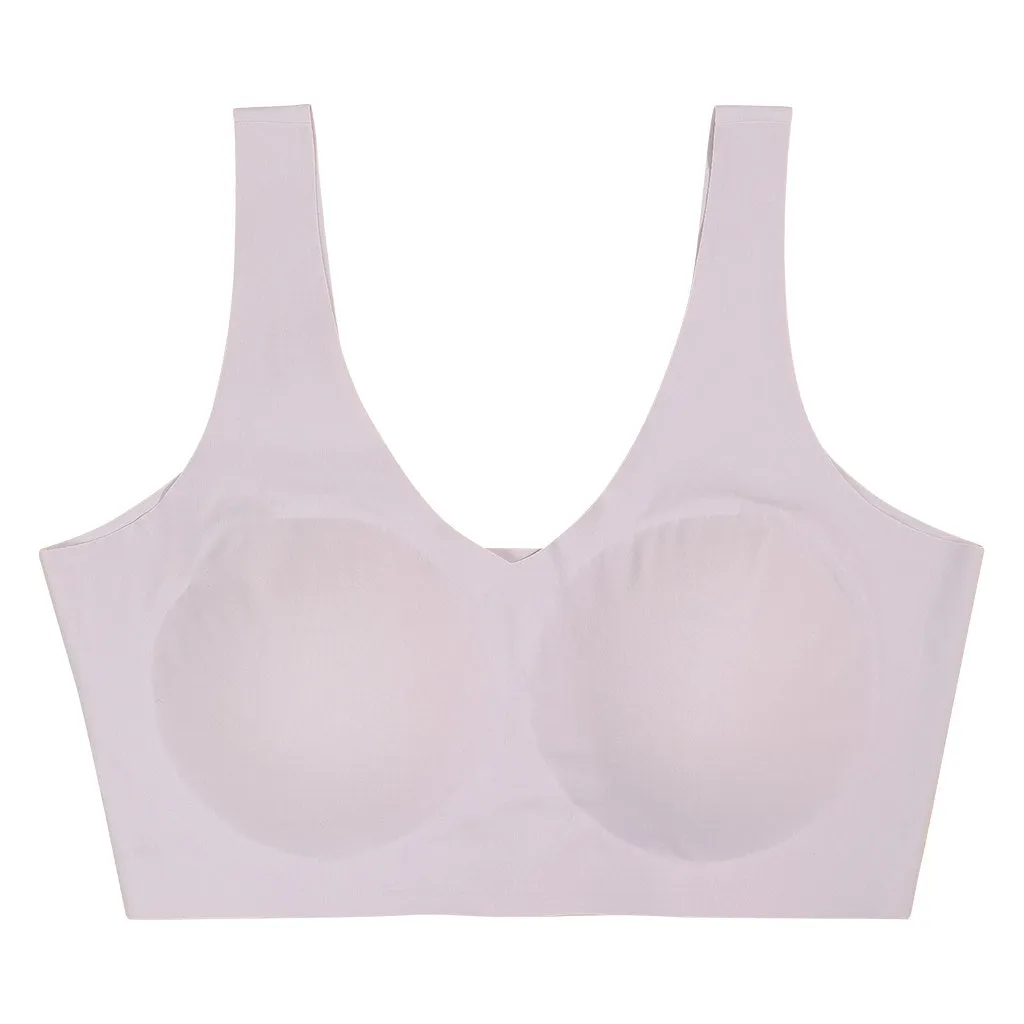 Womens Seamless Bra - V Neck Sports Bra w/ Removable Pad