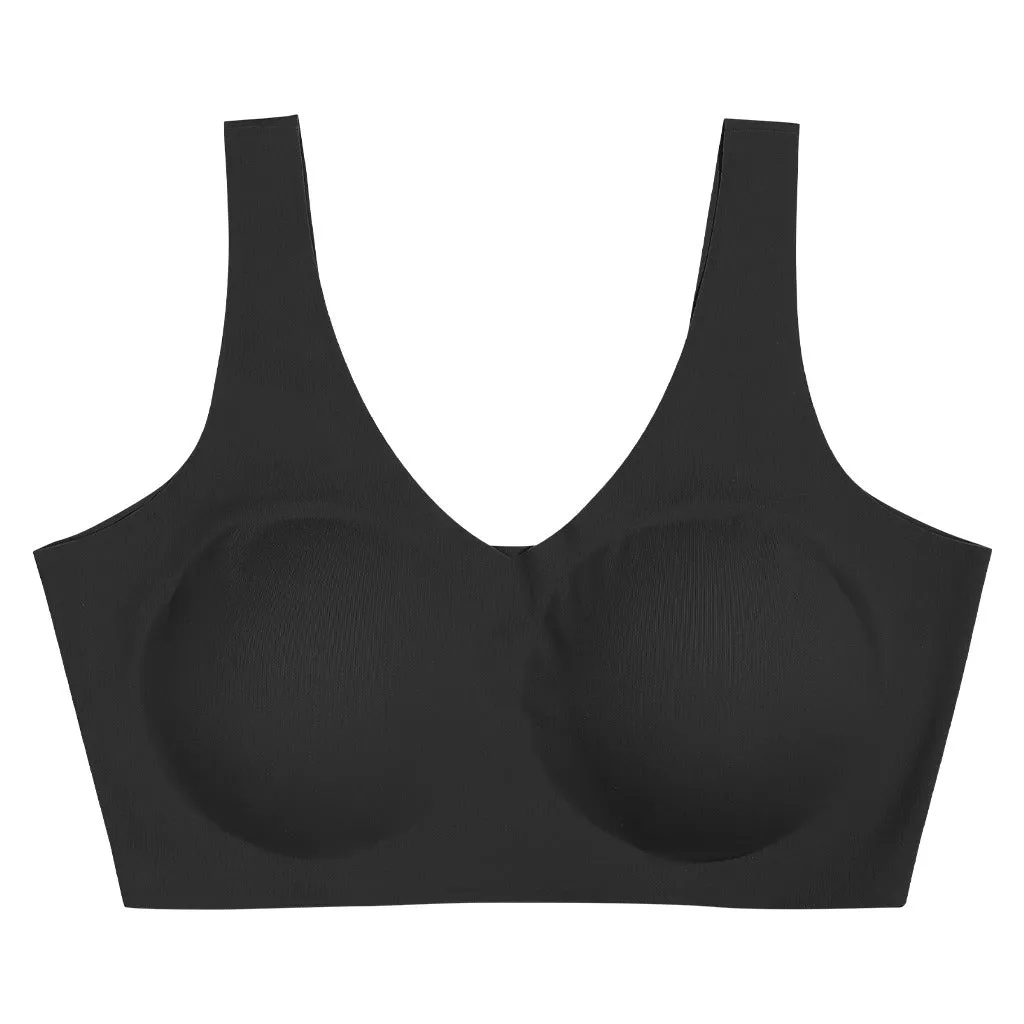 Womens Seamless Bra - V Neck Sports Bra w/ Removable Pad