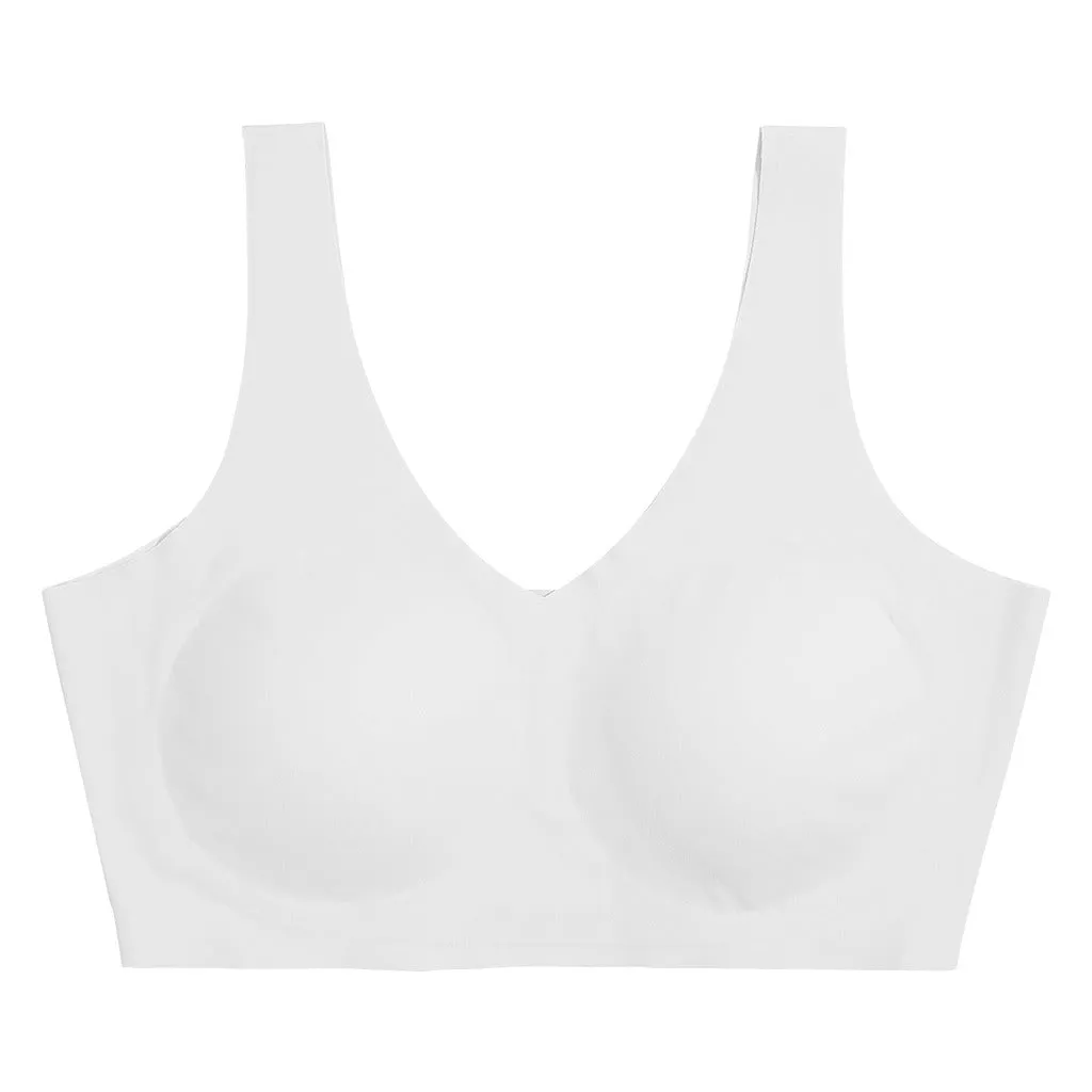 Womens Seamless Bra - V Neck Sports Bra w/ Removable Pad