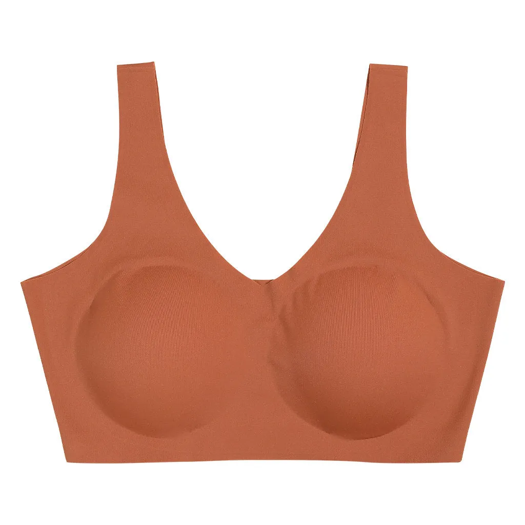 Womens Seamless Bra - V Neck Sports Bra w/ Removable Pad